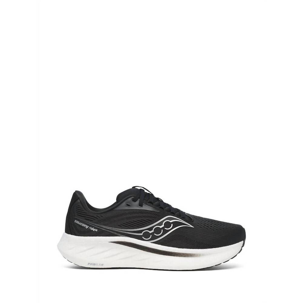NEW SAUCONY men's ride 18 shoe in black/white
